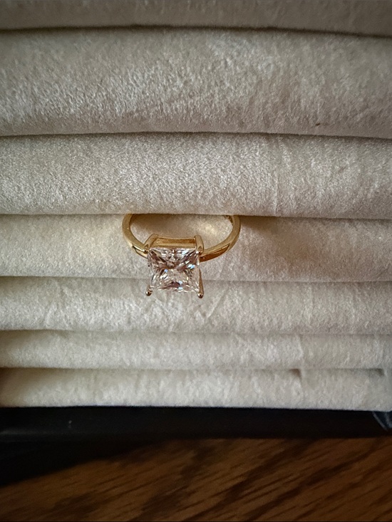 Moissanite Jewelry - 926 Sterling silver adjustable Ring with 2k moissanite Princess-Cut Stone